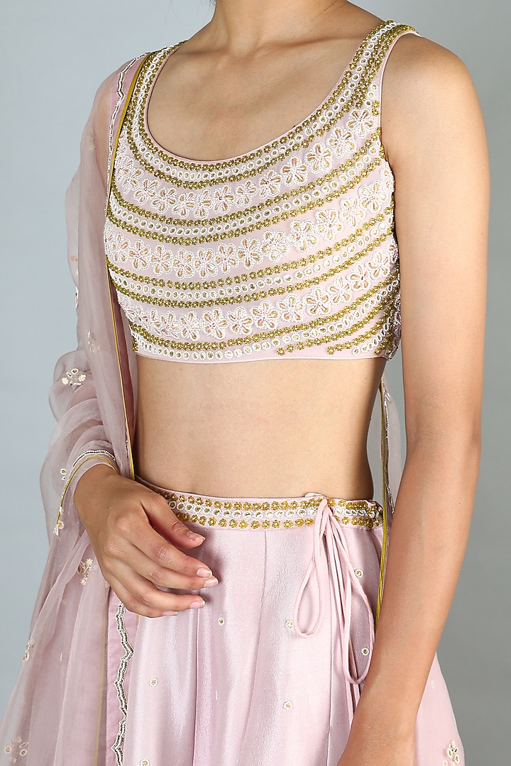 Mauve Embroidered Bridal Lehenga Set by MADZIN at Pernia's Pop Up Shop