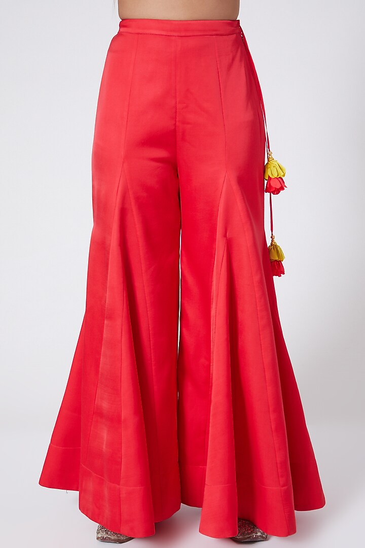 Red Georgette Silk Wedding Sharara Set by MADZIN at Pernia's Pop Up Shop