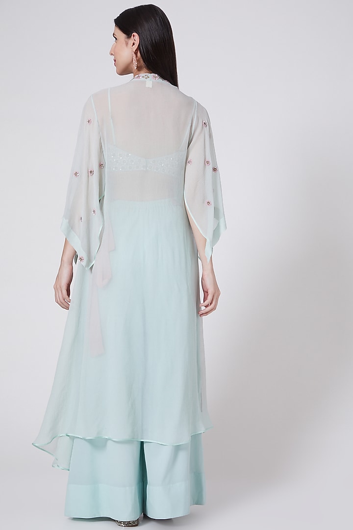 Mint Georgette Wedding Sharara Set by MADZIN at Pernia's Pop Up Shop