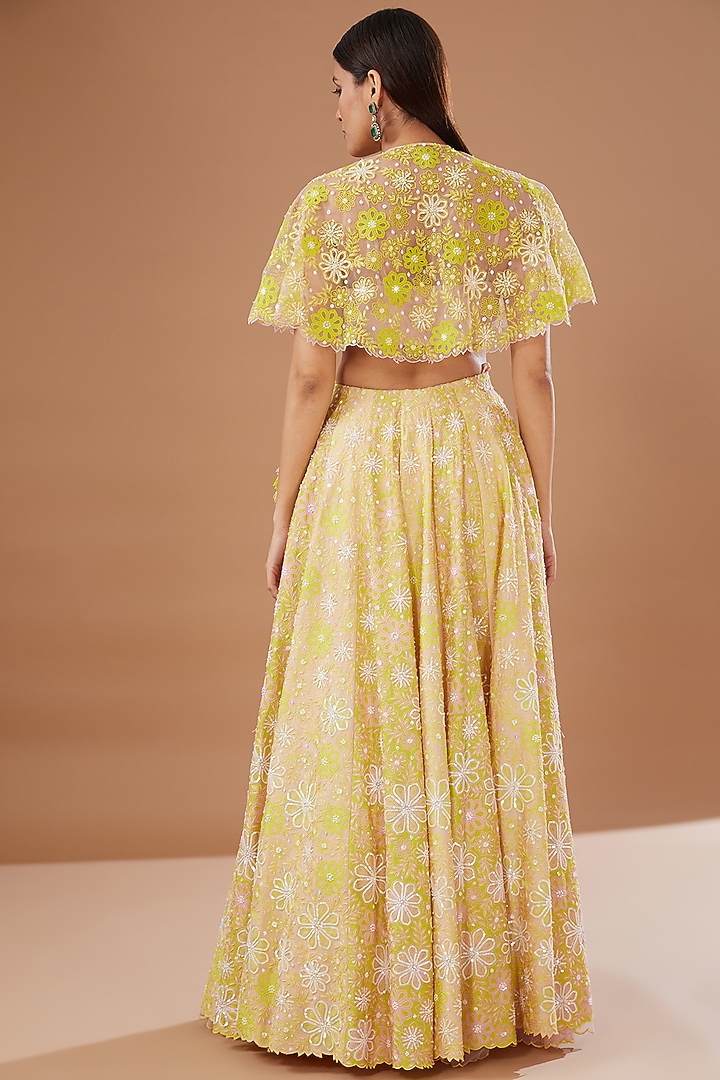 Yellow Silk Chanderi Bridal Lehenga Set by MADZIN at Pernia's Pop Up Shop