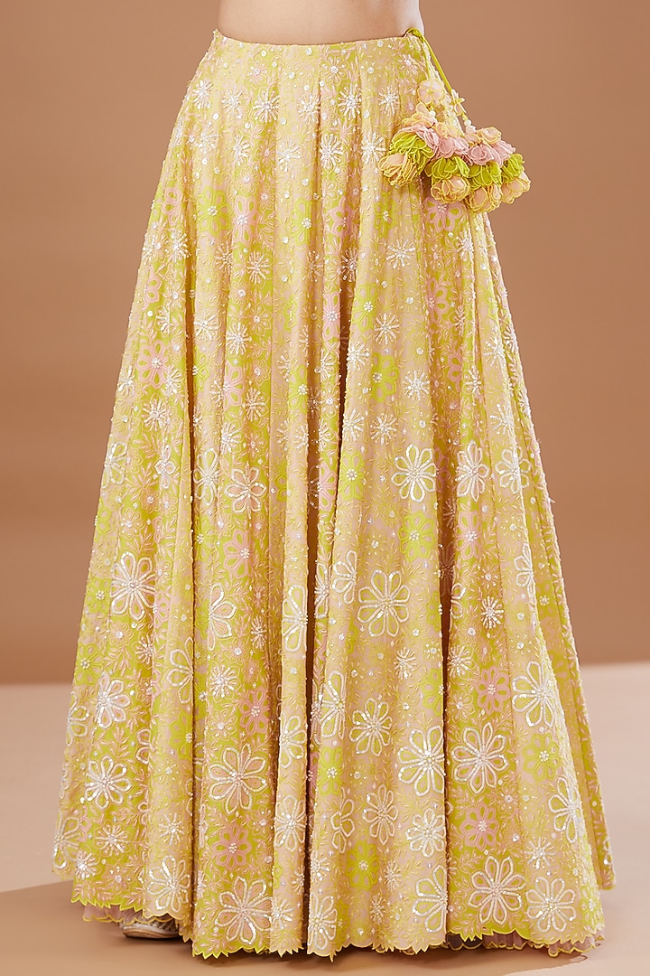 Yellow Silk Chanderi Bridal Lehenga Set by MADZIN at Pernia's Pop Up Shop