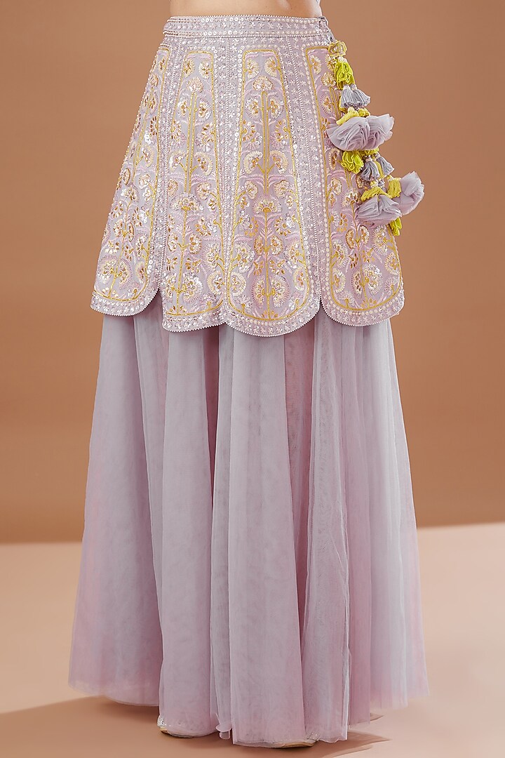 Lavender Butterfly Net Embroidered Wedding Lehenga Set by MADZIN at Pernia's Pop Up Shop