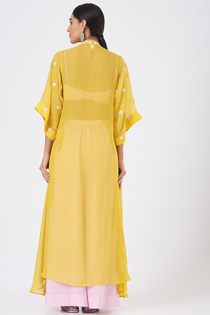 Yellow Sequins Embroidered Jacket Set by MADZIN at Pernia's Pop Up Shop