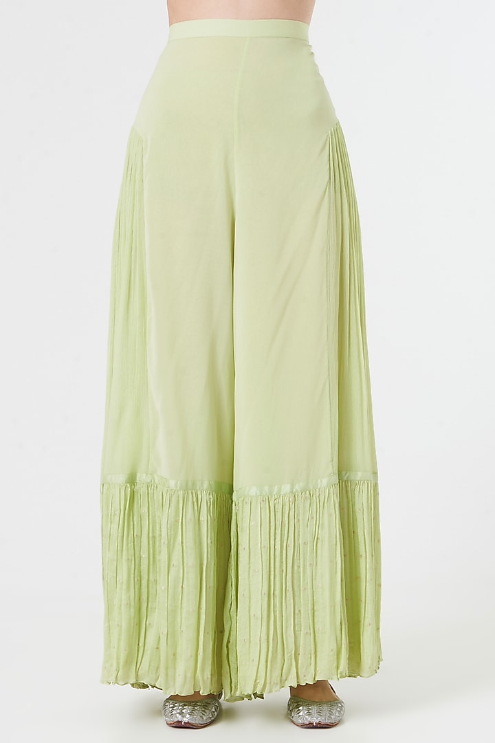Lime Green Georgette Bridal Sharara Set by MADZIN at Pernia's Pop Up Shop