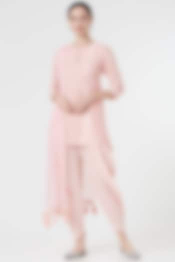 Peach Embroidered Dhoti Set by MADZIN at Pernia's Pop Up Shop