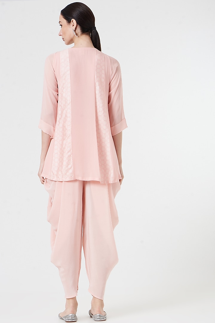 Peach Embroidered Dhoti Set by MADZIN at Pernia's Pop Up Shop