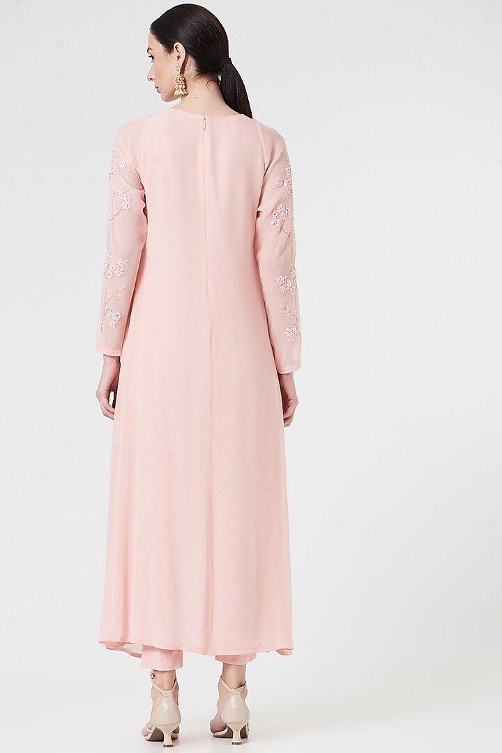 Rose Pink Embroidered Kurta Set by MADZIN at Pernia's Pop Up Shop