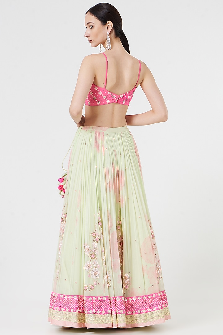 Pink Embroidered Bridal Lehenga Set by MADZIN at Pernia's Pop Up Shop