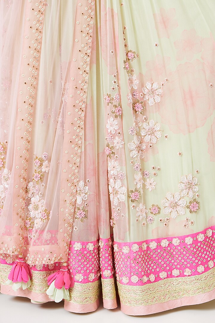 Pink Embroidered Bridal Lehenga Set by MADZIN at Pernia's Pop Up Shop