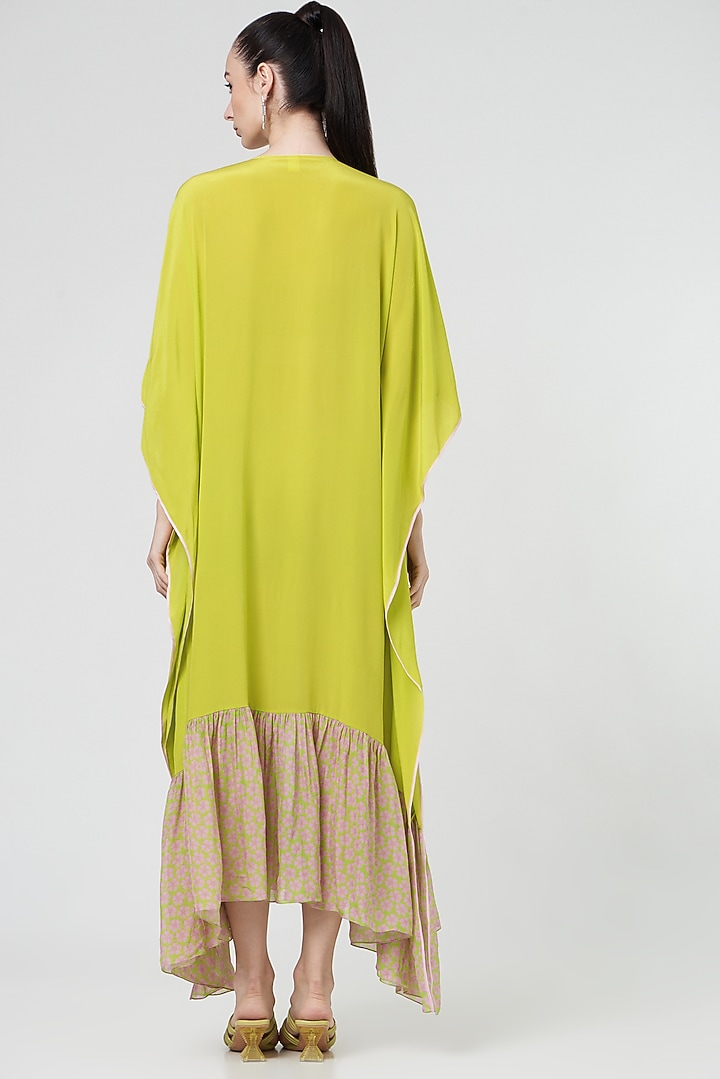 Spring Green Embroidered Kaftan by MADZIN at Pernia's Pop Up Shop