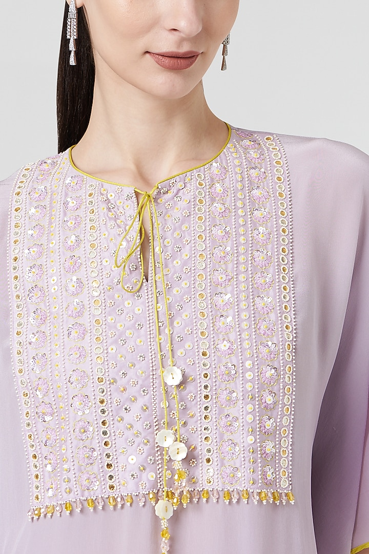 Lavender Embroidered Kaftan by MADZIN at Pernia's Pop Up Shop