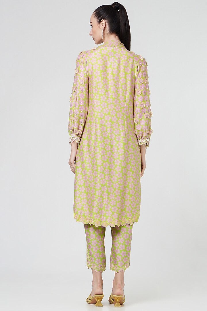 Sage Green Printed Kurta Set by MADZIN at Pernia's Pop Up Shop