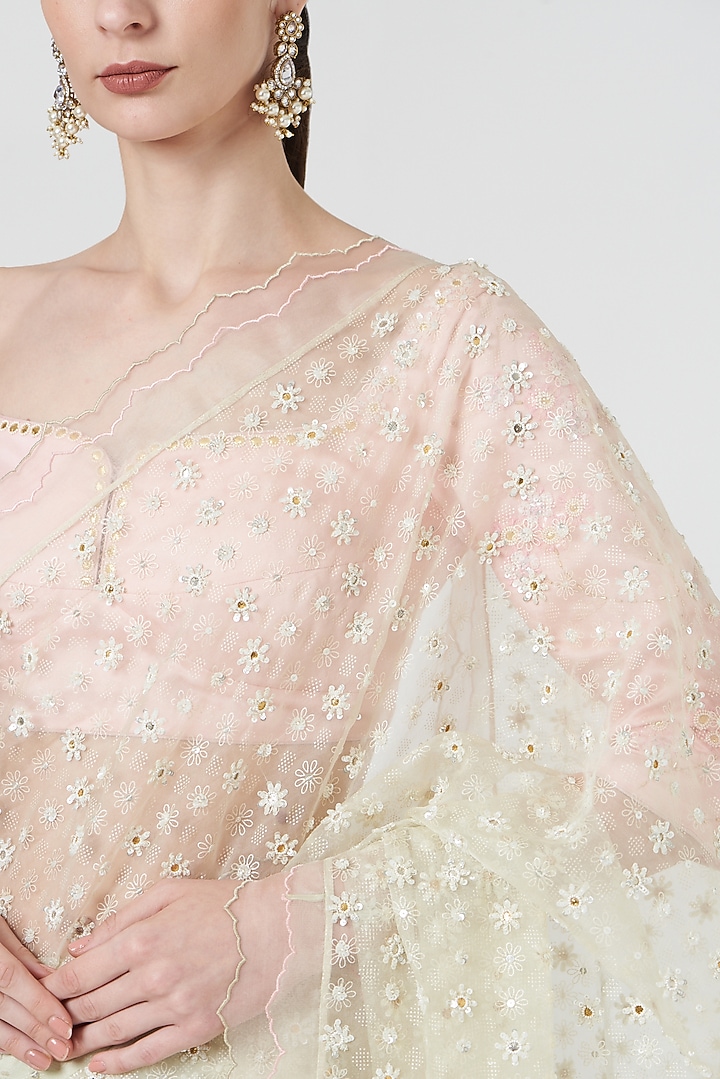 Mint Green Embroidered Wedding Saree Set by MADZIN at Pernia's Pop Up Shop