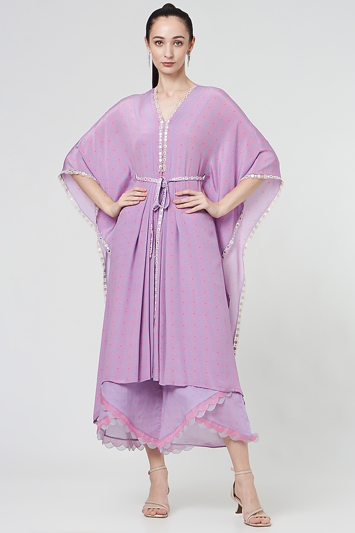 Lilac Crepe Kaftan Set by MADZIN at Pernia's Pop Up Shop