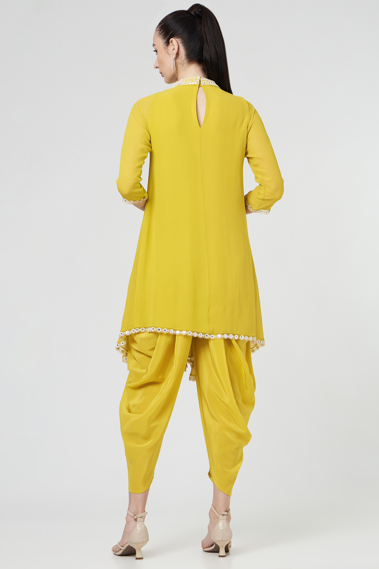 Yellow Embroidered Kurta Set by MADZIN at Pernia's Pop Up Shop
