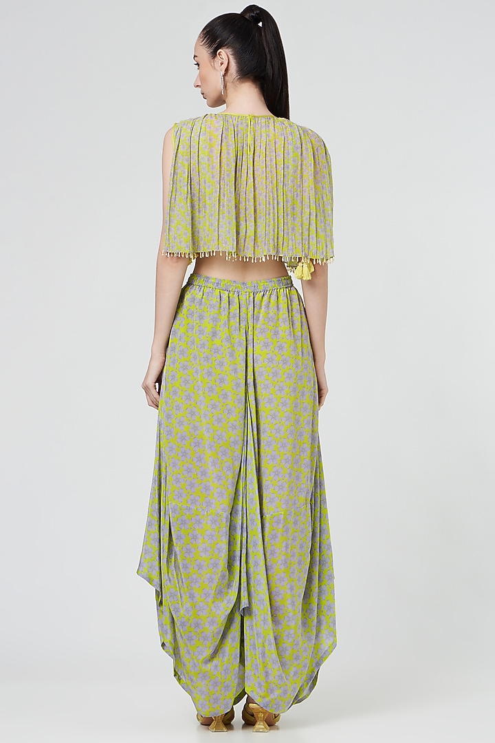 Spring Green Floral Printed Dhoti Set by MADZIN at Pernia's Pop Up Shop