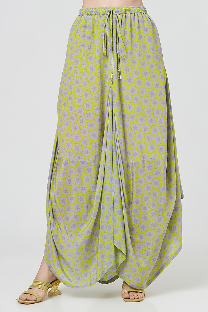 Spring Green Floral Printed Dhoti Set by MADZIN at Pernia's Pop Up Shop