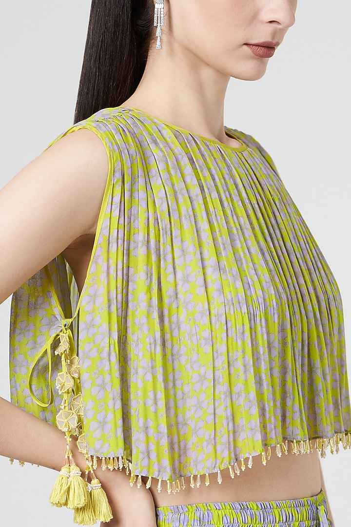 Spring Green Floral Printed Dhoti Set by MADZIN at Pernia's Pop Up Shop
