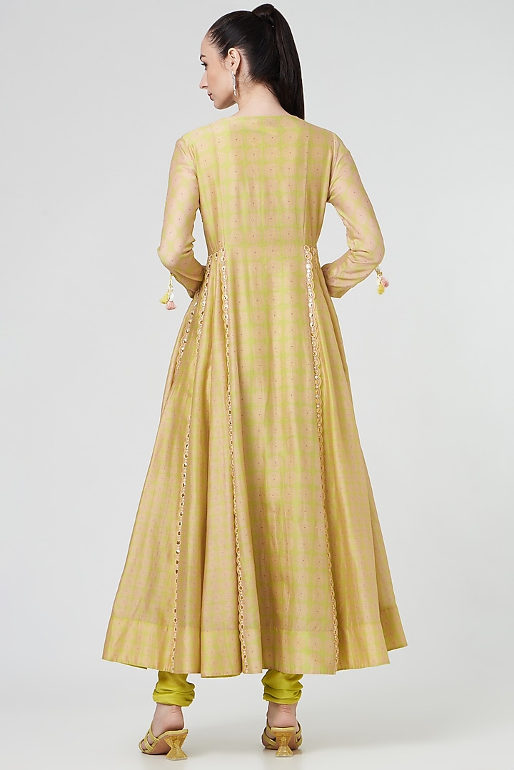 Spring Green Printed Wedding Anarkali Set by MADZIN at Pernia's Pop Up Shop