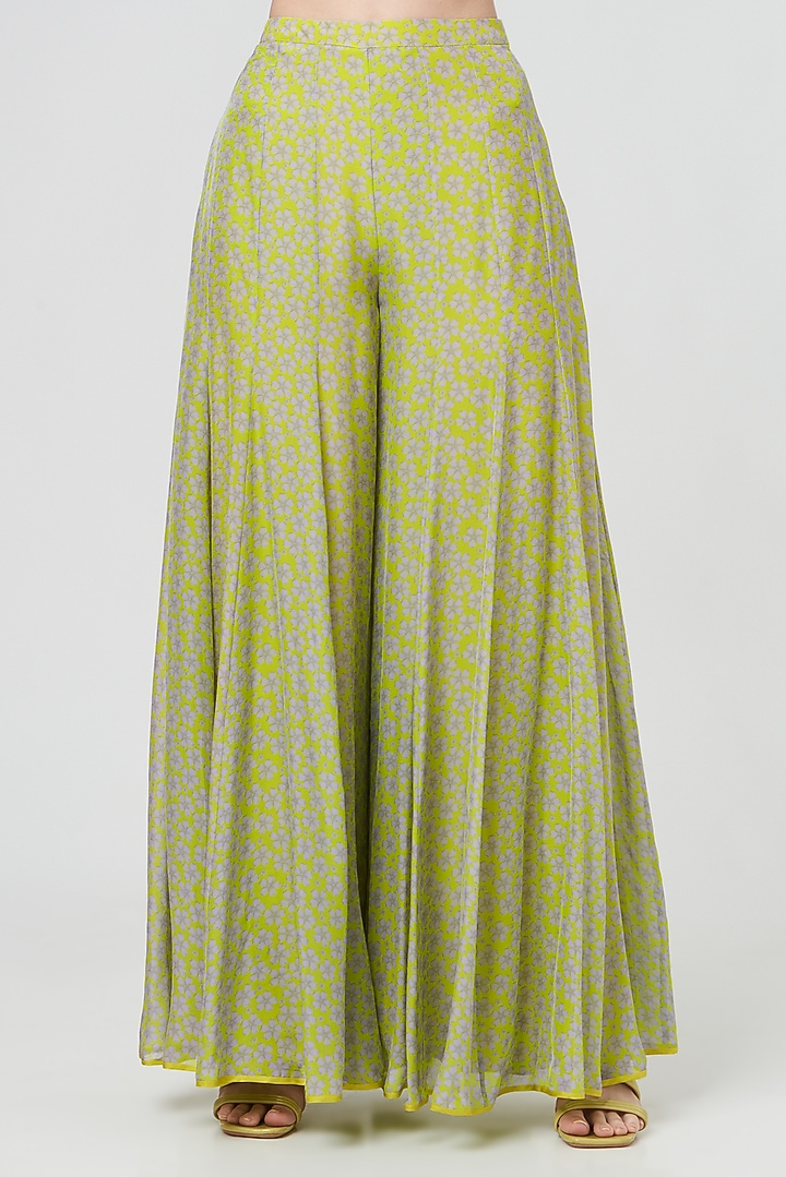 Spring Green Printed Wedding Sharara Set by MADZIN at Pernia's Pop Up Shop