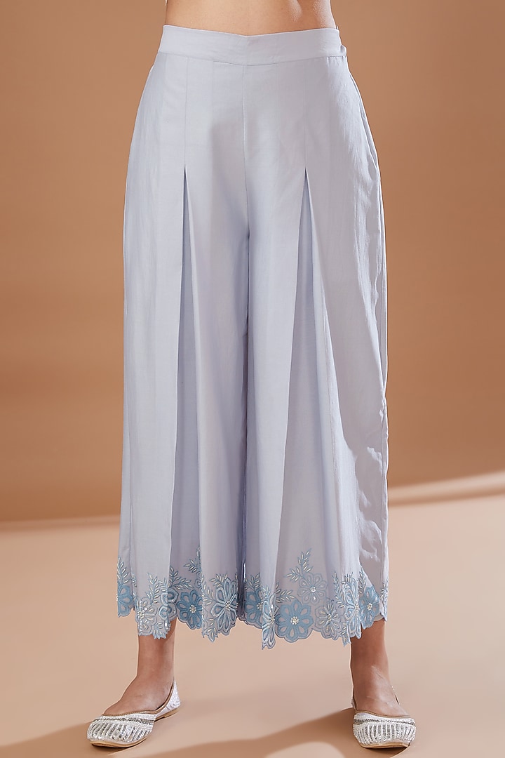 Blue Silk Georgette Bridal Anarkali Set by MADZIN at Pernia's Pop Up Shop