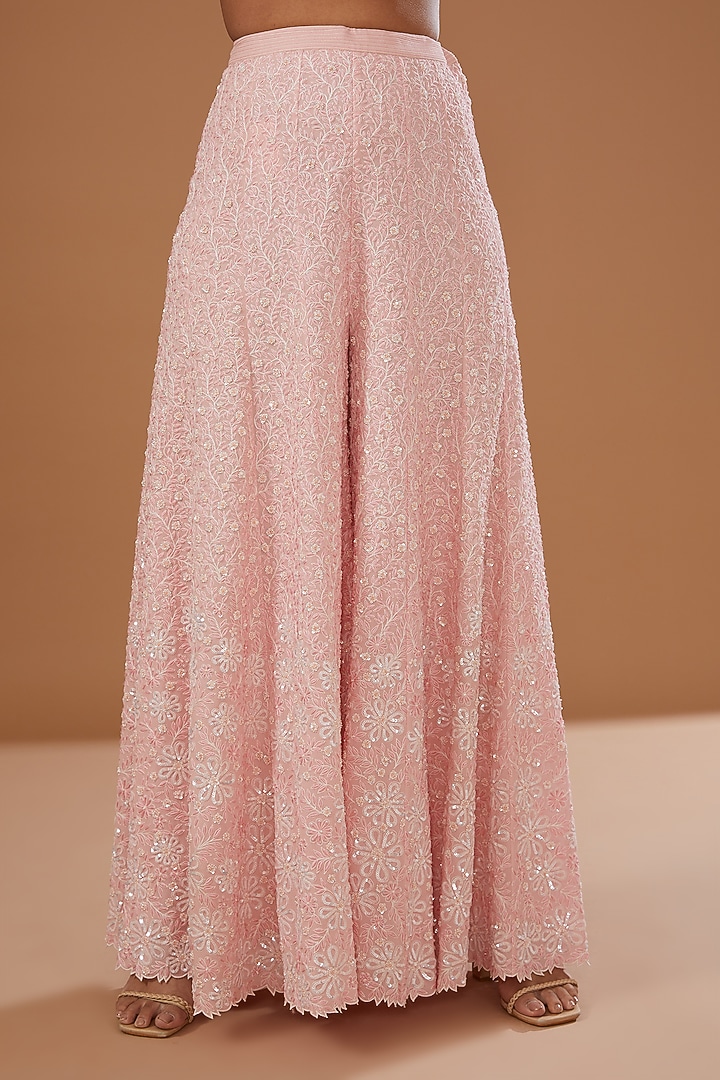 Pink Pure Georgette Embellished Bridal Sharara Set by MADZIN at Pernia's Pop Up Shop