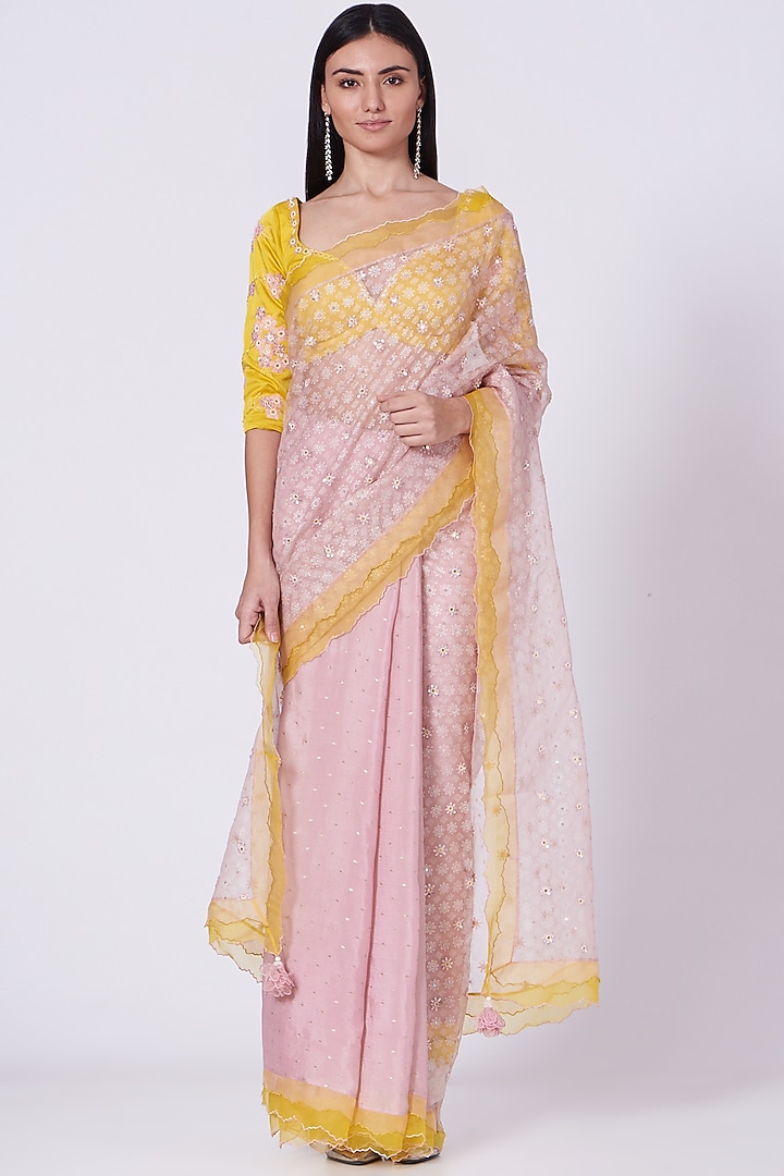 Lilac Embroidered Sree Set by MADZIN at Pernia's Pop Up Shop