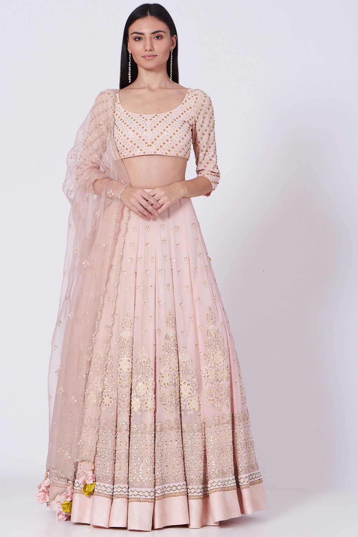 Crystal Rose Embroidered Lehenga Set Design by Madsam Tinzin at Pernia's  Pop Up Shop 2022