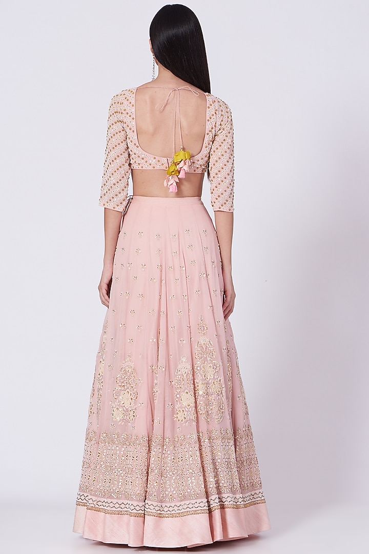 Crystal Rose Embroidered Bridal Lehenga Set by MADZIN at Pernia's Pop Up Shop