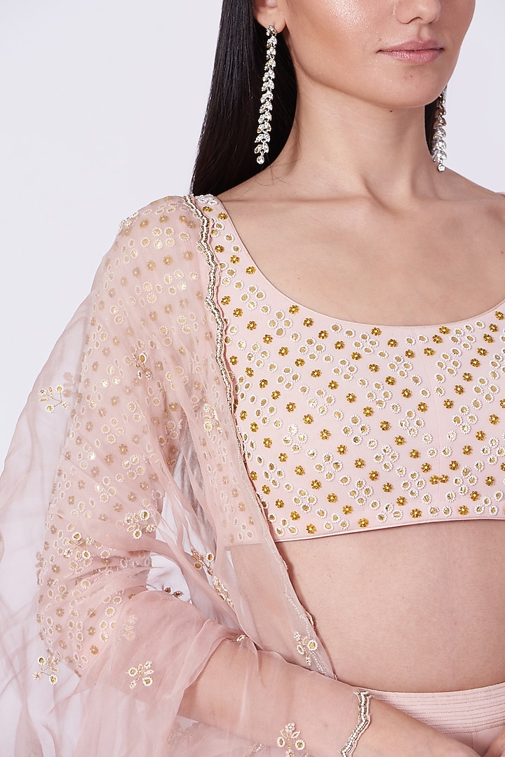 Crystal Rose Embroidered Bridal Lehenga Set by MADZIN at Pernia's Pop Up Shop