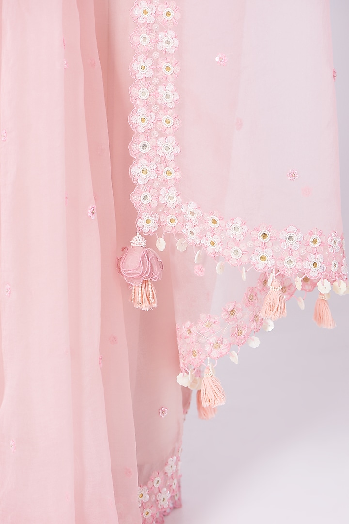 Blush Pink Embroidered Wedding Saree Set by MADZIN at Pernia's Pop Up Shop