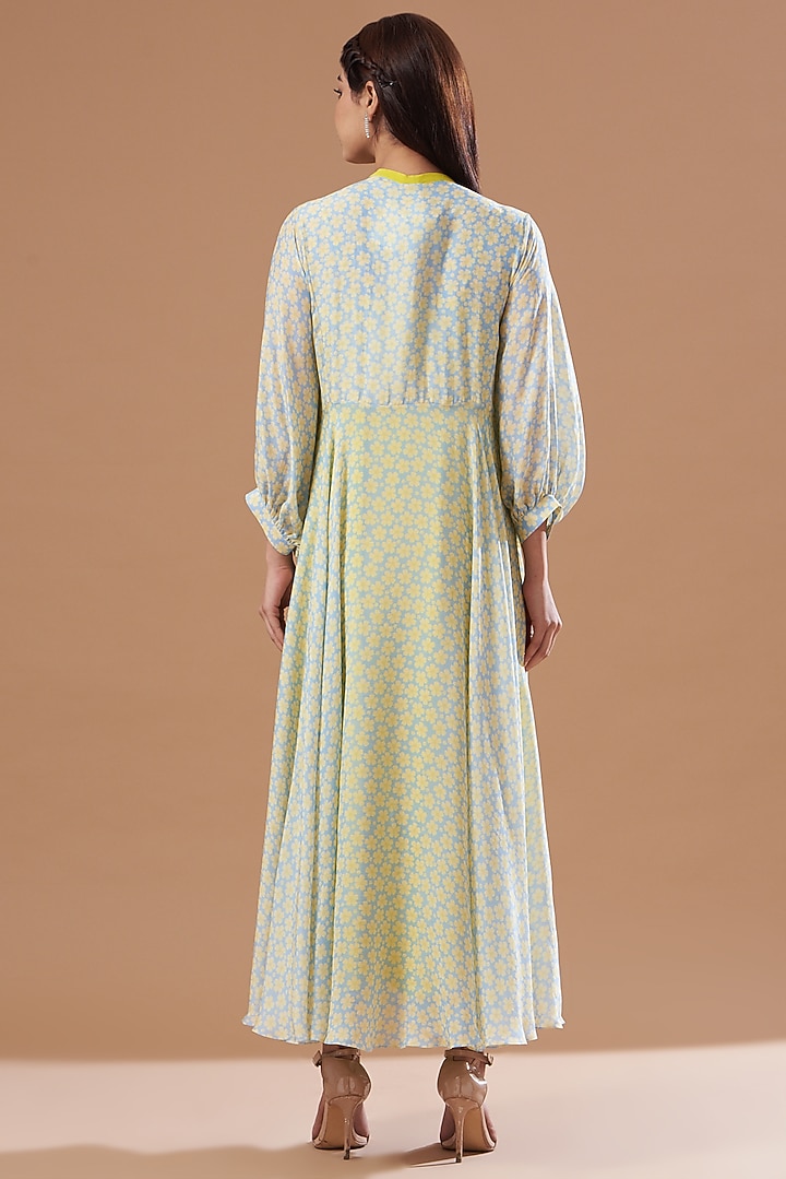 Blue Printed Jacket Set by MADZIN at Pernia's Pop Up Shop