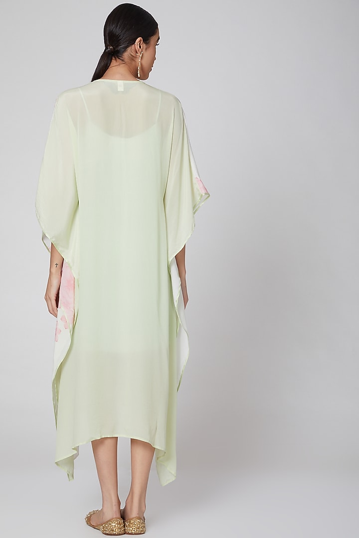 White Hand Embroidered Kaftan by MADZIN at Pernia's Pop Up Shop