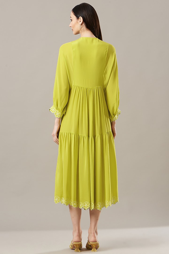 Yellow Silk Crepe Vacation Dress by MADZIN at Pernia's Pop Up Shop
