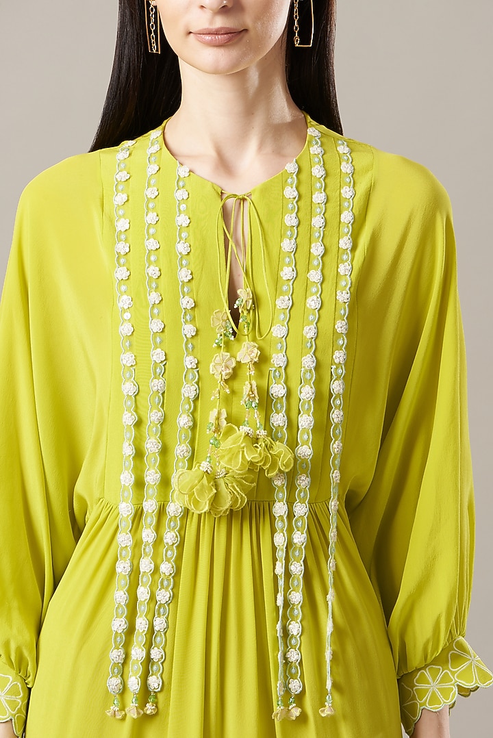 Yellow Silk Crepe Vacation Dress by MADZIN at Pernia's Pop Up Shop