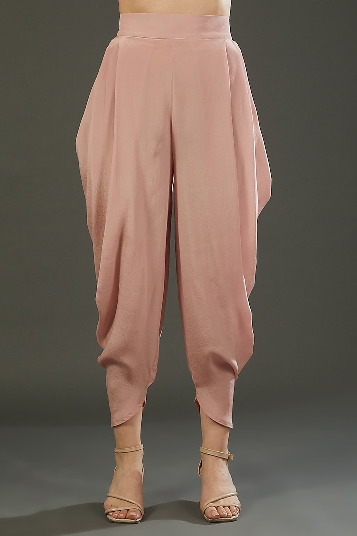 Blush Pink Embroidered Dhoti Set by MADZIN at Pernia's Pop Up Shop