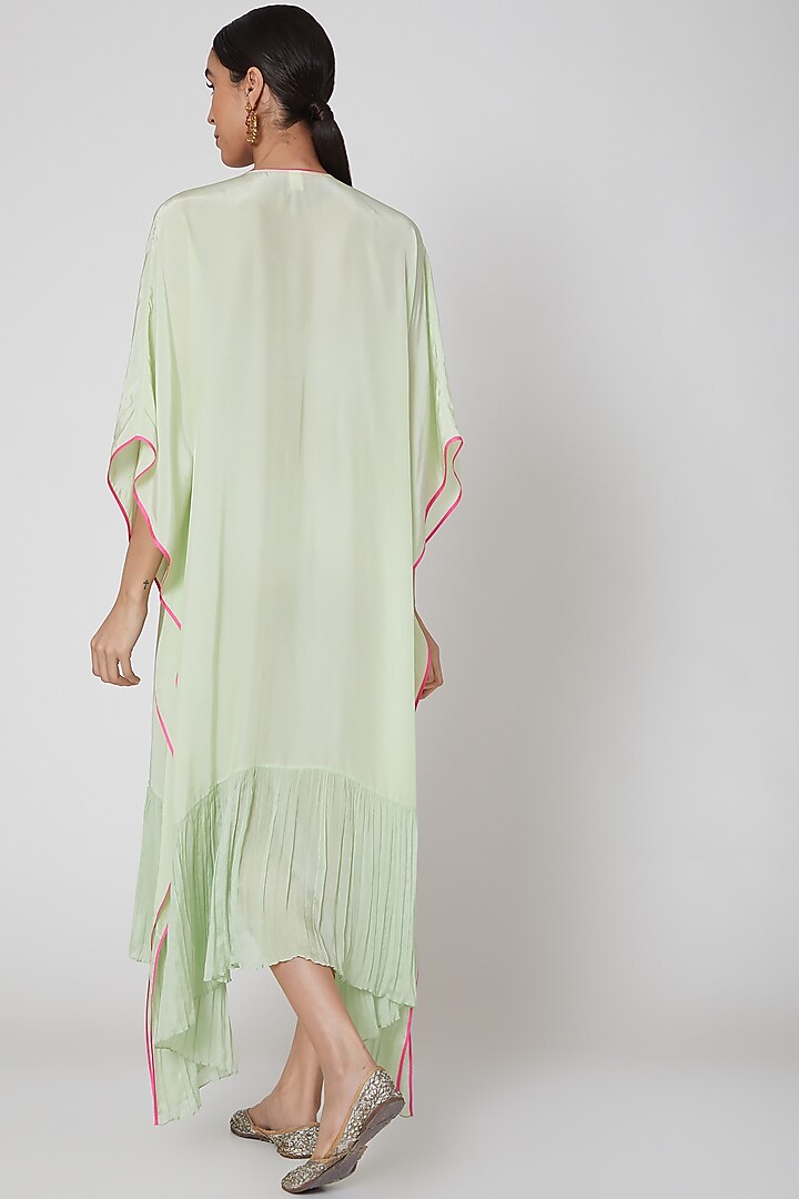 Sky Blue & Fuchsia Embroidered Kaftan by MADZIN at Pernia's Pop Up Shop