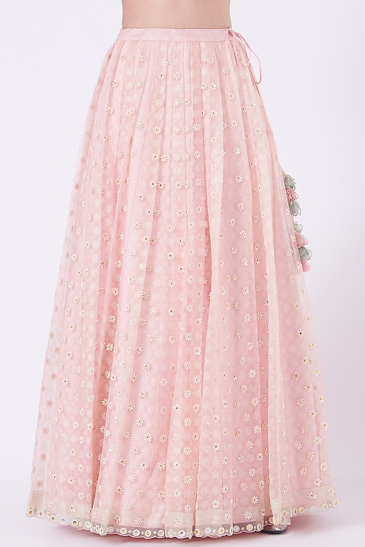 Blush Pink Embroidered Wedding Lehenga Set by MADZIN at Pernia's Pop Up Shop