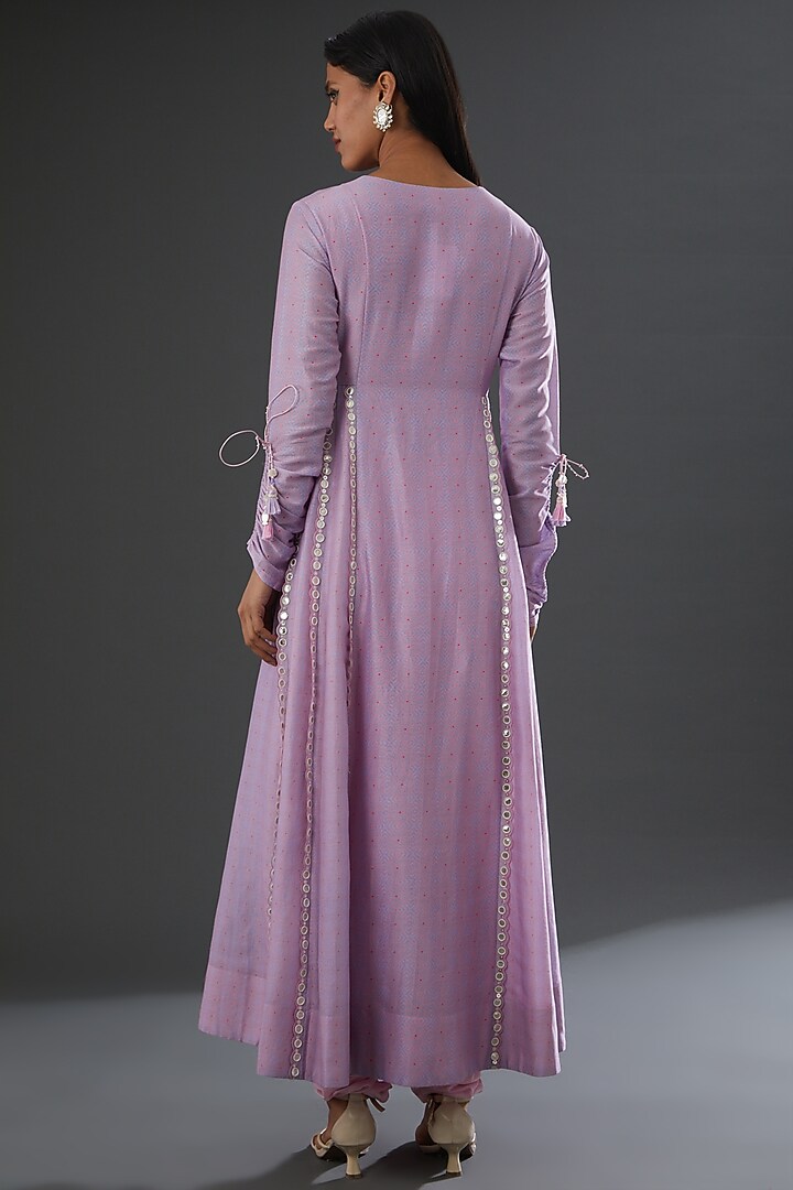 Lilac Silk Chanderi Wedding Anarkali Set by MADZIN at Pernia's Pop Up Shop