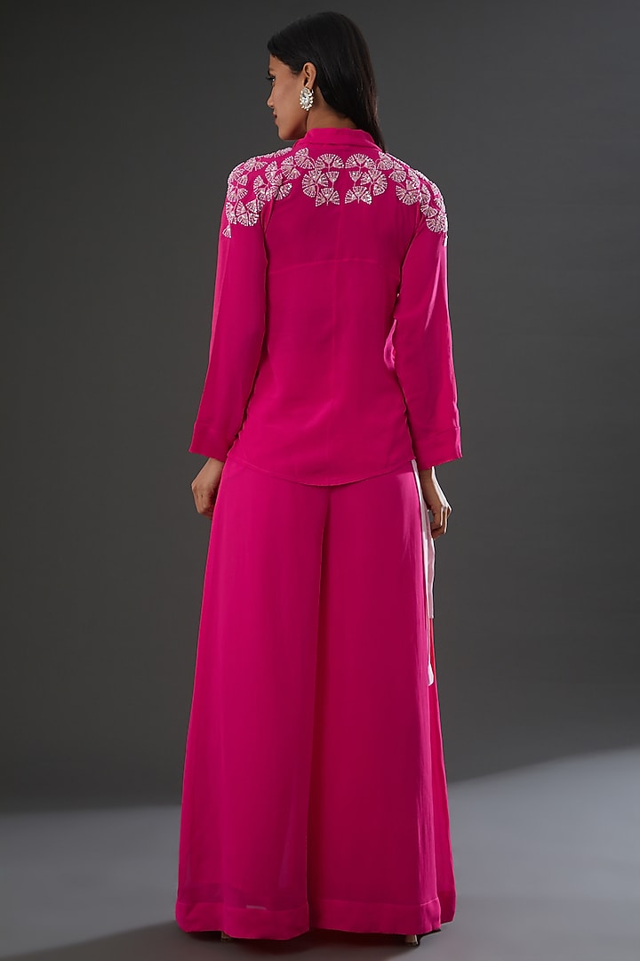 Fuchsia Embroidered Pant Set by MADZIN at Pernia's Pop Up Shop