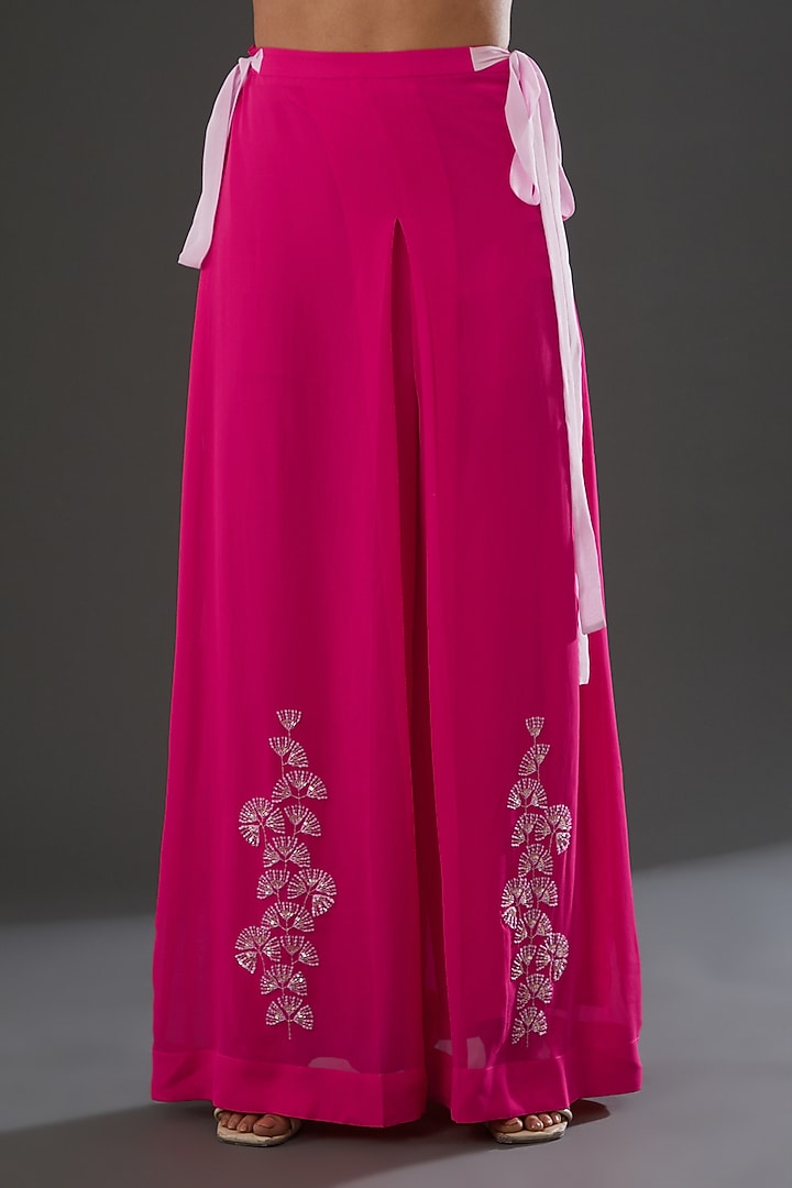Fuchsia Embroidered Pant Set by MADZIN at Pernia's Pop Up Shop