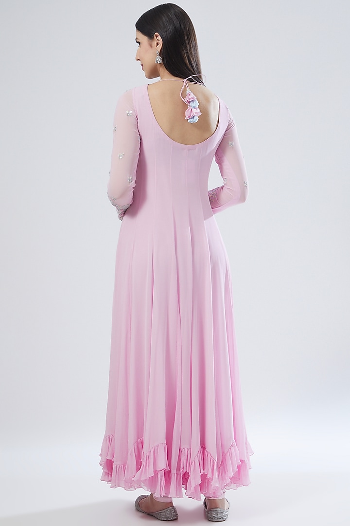 Light Purple Embroidered Wedding Anarkali Set by MADZIN at Pernia's Pop Up Shop