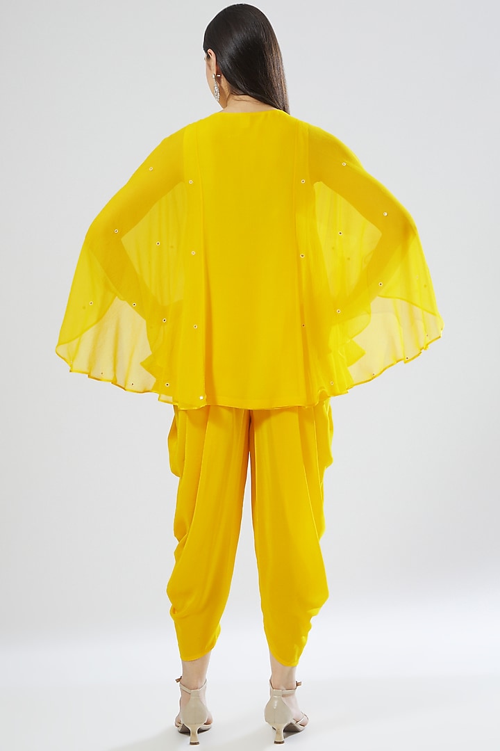 Yellow Silk Crepe Dhoti Set by MADZIN at Pernia's Pop Up Shop