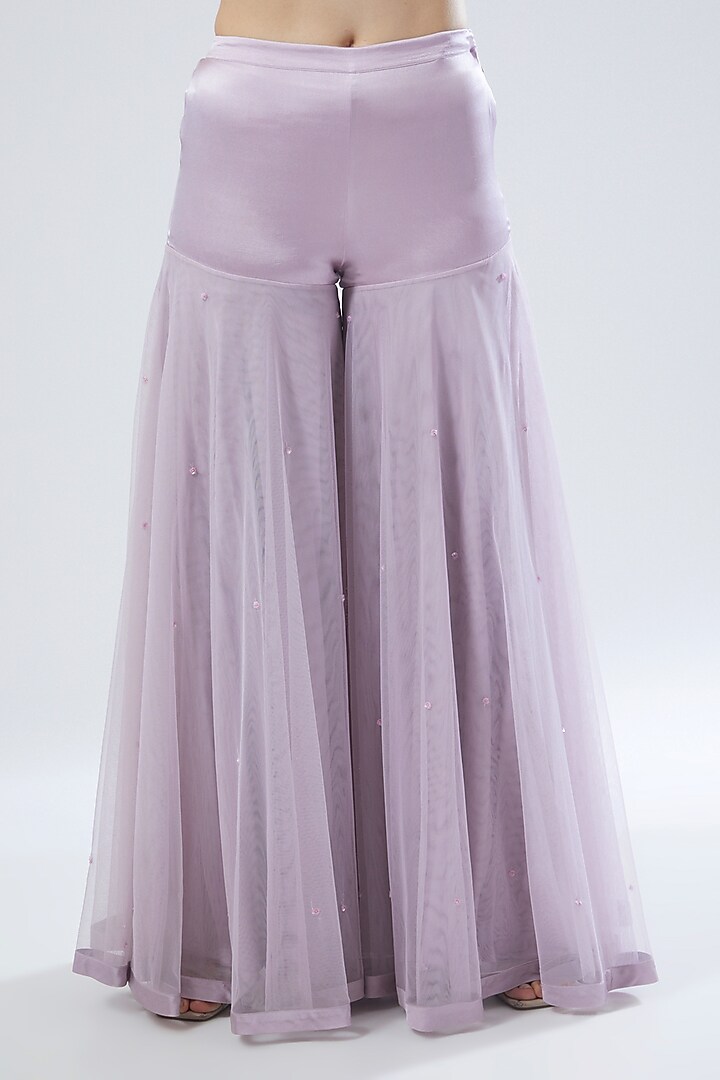 Mauve Silk Georgette Bridal Sharara Set by MADZIN at Pernia's Pop Up Shop