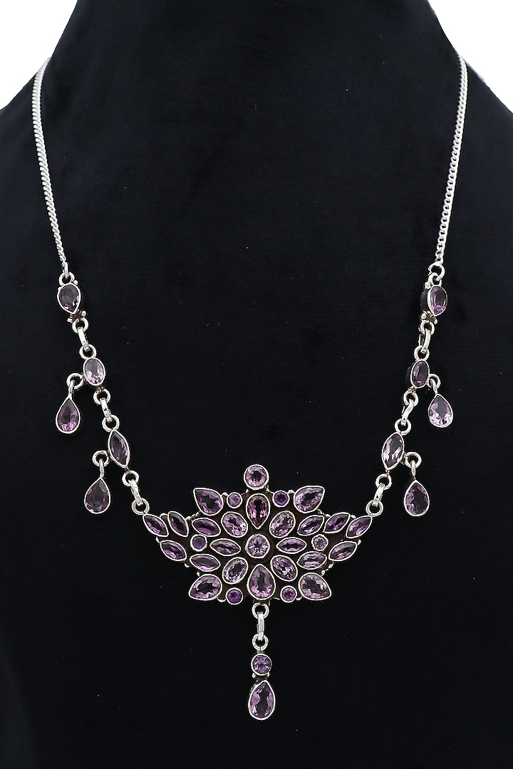 White Finish Semi-Precious Stone Necklace In Sterling Silver by V&A Jewellers at Pernia's Pop Up Shop