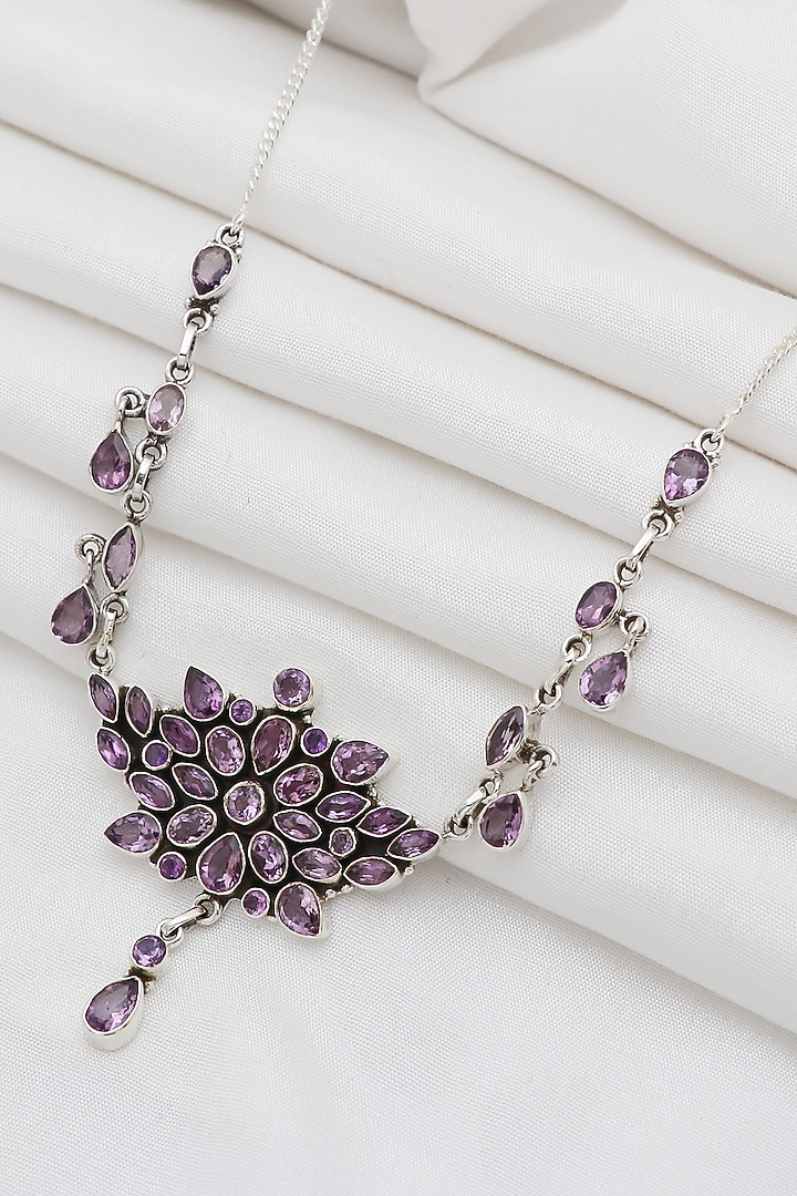 White Finish Semi-Precious Stone Necklace In Sterling Silver by V&A Jewellers at Pernia's Pop Up Shop