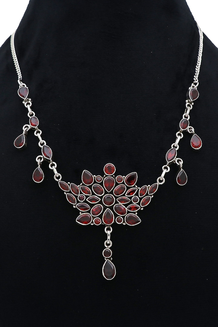 White Finish Semi-Precious Stone Necklace In Sterling Silver by V&A Jewellers at Pernia's Pop Up Shop