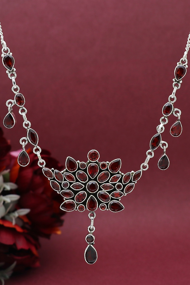 White Finish Semi-Precious Stone Necklace In Sterling Silver by V&A Jewellers at Pernia's Pop Up Shop