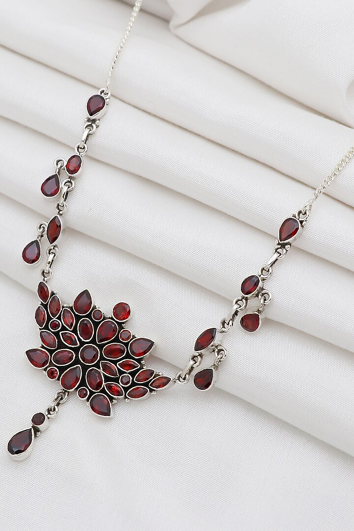 White Finish Semi-Precious Stone Necklace In Sterling Silver by V&A Jewellers at Pernia's Pop Up Shop