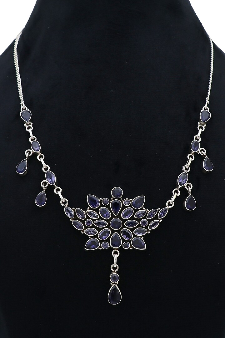 White Finish Semi-Precious Stone Necklace In Sterling Silver by V&A Jewellers at Pernia's Pop Up Shop